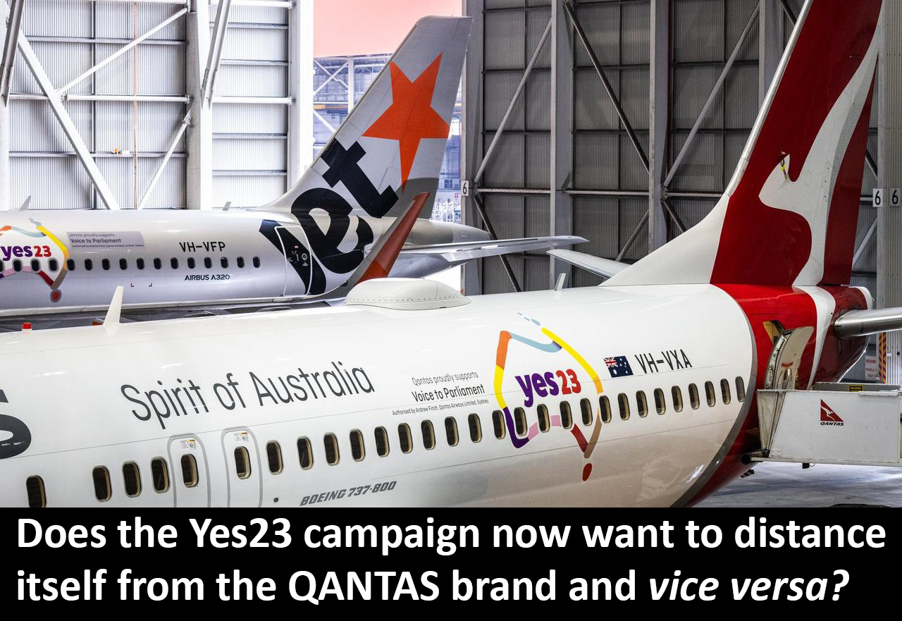 Photograph and QANTAS and JetStar jets with Yes23 logos